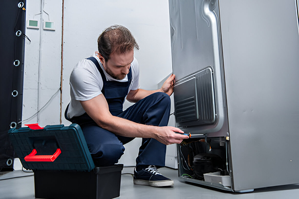 Técnico reparando un nevecón LG y realizando servicio técnico de nevecones